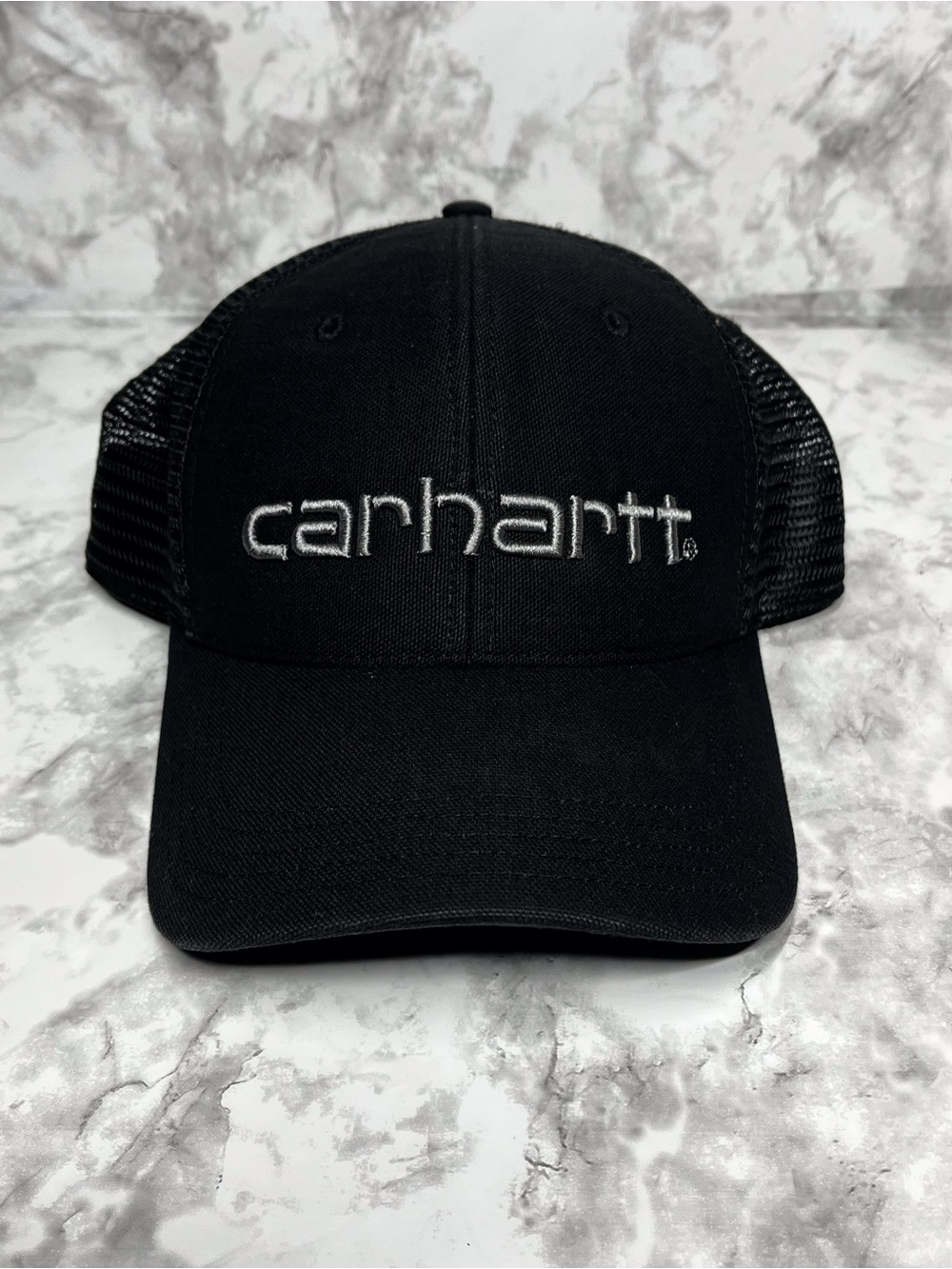 Carhartt Black Mesh Trucker Hat Snapback Workwear Adjustable Cap Logo